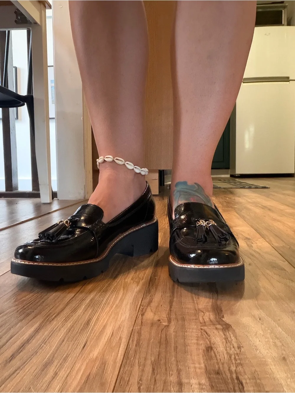 Naturalizer Black Patent “Committed” Tassel Platform Loafers